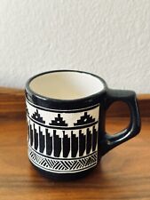 Vintage Native American Incised Art Pottery Mug Cup D. Huskon Navajo 407050 B&W picture