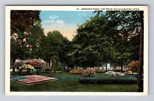 Kalamazoo MI-Michigan, Flower Beds in Bronson Park, Antique Vintage Postcard picture