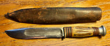 VINTAGE 1919-1923 MARBLES KNIFE WITH LEATHER SHEATH -9 1/2