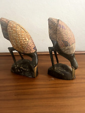 2 Vintage Hand Carved Sankofa Birds Traditional Ghanaian Sculpture Wood Art 9
