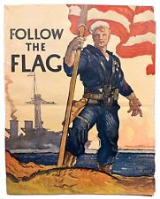 1917 Original Follow the Flag Navy Enlistment Poster Daugherty picture