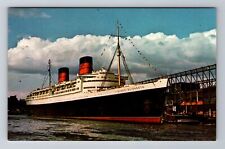 New York City NY, Queen Elizabeth Luxury Liner, Transportation, Vintage Postcard picture