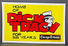 Vintage 1990 Dick Tracy 58th anniversary Chicago Tribune sign for newspaper box picture