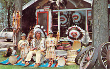 1967 MI Houghton Lake Chief Wabeness Daughters Chippewa Indian postcard M24 picture