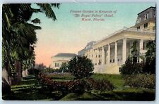 Miami Florida FL Postcard Flower Ground Grounds Royal Palms Hotel c1910 Vintage picture