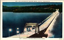 Postcard Lake Washington Poontoon Bridge Seattle WA Washington 1963        L-008 picture
