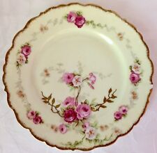 GORGEOUS c1900 B&D BAWO DOTTER ELITE LIMOGES PINK CABBAGE ROSES CABINET PLATE picture