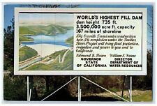 c1960s Oroville Dam Site World Highest Fill Dam California CA Unposted Postcard picture