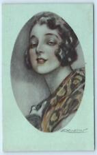 MAUZAN Artist Signed GLAMOUR WOMAN Beautiful Italy c1910s-20s  Postcard picture