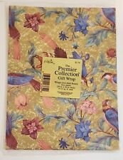 Vtg Gibson Gift Wrap NOS 2 Sheets 20x30 8⅓ Sq Ft 90s Floral With Birds Pattern picture