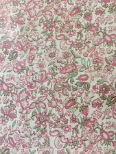 4 X Darling Antique Small Scale Floral Cotton Fabric ~ Pink Green ~ Dolls Quilts picture