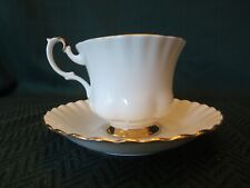 Lovely Royal Albert Bone China Cup and Saucer Gold Trim on White Val D'Or picture