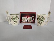 Lenox Holiday Cocoa Mugs with Spoons Set Of 2 Christmas Tea Coffee 14 Oz picture