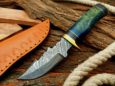 Custom Handmade Damascus Steel Knife Rat-Tail, EDC, Amazing Resin Handle picture