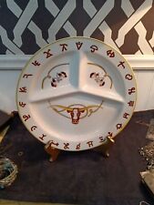 Vintage Fred Roberts Western Longhorn Cowboy Divided Grill Plate 1950s #3 picture