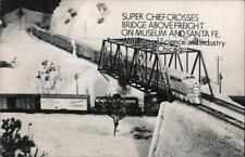 Railroad RPPC Chicago,IL Super Chief Crosses Bridge Above Freight on Museum and picture