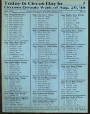 Today is Circus Day Consolidated Route Card #15 8/29 1948 Ringling Bros et al picture