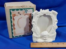NOS Traditions VTG Wang's Jade Porcelain Rose Cherub Photo Frame Picture Angel   picture
