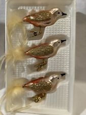 Kreb Blown Glass Clip On Birds With Feathers Ornament Glitter Christmas Set Of 3 picture
