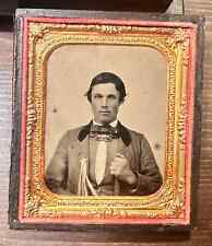 Civil War Tintype Man Wearing Cockade Secession Badge 1860s Photo Political Rare picture
