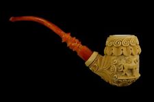 Large Ornate Egg Pipe Horse Emposed   New Block Meerschaum Handmade W Case#72 picture