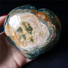 Rare 389G Natural Polished Orbicular Ocean Jasper Heart Reiki Healing  YM296 picture