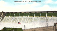 Postcard Grand Coulee Dam WA 222 by Western Souvenirs Kropp Vinage Washington picture