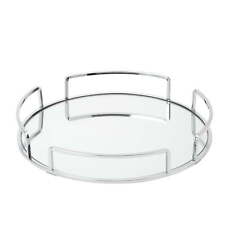 Modern Round Vanity Mirror Tray in Chrome picture
