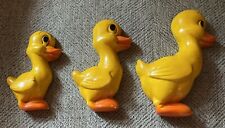 Vintage 3 pc Miller Studios Chalk Ware Ducklings Wall Decor Yellow Mid Century picture