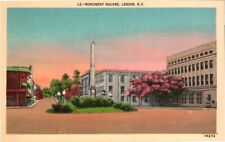 Monument Square Lenoir NC North Carolina Sunset Linen Postcard VTG UNP Vintage picture