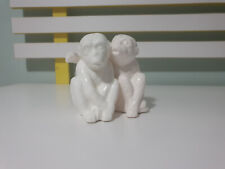 Fitz & Floyd STYLE Kissing White Chimps/Monkeys Salt/Pepper Shakers Stoppers picture