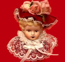 PORCELAIN DOLL BUST ORNAMENT VINTAGE 1985 SIGNED HAND PAINTED picture