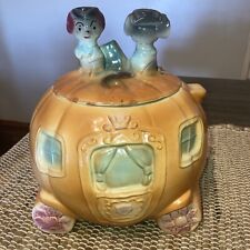 Brush McCoy Pottery Cinderella Coach Pumpkin Cookie Jar Mouse On Top-Handle W-32 picture