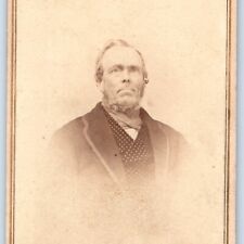 c1860s Scraggly Concerned Look Old Man CDV Photo Gentleman Patchy Beard Cool H38 picture