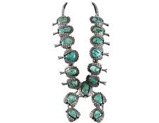 530 gram Huge Vintage Sterling and turquoise Native American Squash blossom neck picture
