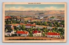 Old Postcard Boulder City Aerial View Las Vegas NV Cancel 1939 picture