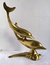 Vintage Brass Dolphin Sculpture 14