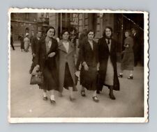 Stride into the 1940s: Elegance and Friendship - Vintage Photo 3 3/8x2 5/8 picture