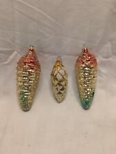 Vintage Blown Glass Pinecone Christmas Ornaments Lot Of 3 picture