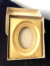 VTG  GORGEOUS GOLD FRAME WITH OVAL OPENING, OSS, ORIG BOX. GOLD PAINTED WOOD, picture