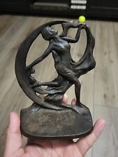 Art Deco Dancing Lady Crescent Moon Stamped 1930 Bookend Doorstop Cast Iron picture