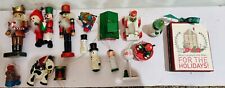 Lot 17 Vintage Wooden Christmas Tree Ornaments Painted Wood picture