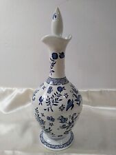 Coalport Porcelain Decanter Made in England Blue White Vintage 11.5