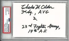 CHARLES OLDER SIGNED INDEX CARD PSA DNA 84165537 WWII ACE 18.25V AVG TIGER picture