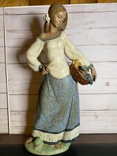 Lladro Large  Seasonal Gifts Woman with Fruit Figurine Gres Finish 2229 picture