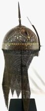 Antique 19th Islamic Indo-Persian Khula Khud Helmet Chiseled Gold w/ Mail, Spike picture