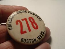 Universal Badge Company Boston Mass Antique Company Employee badge pinback picture