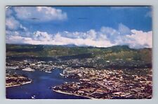 Honolulu HI-Hawaii, Aerial Of Island Of Oahu, Vintage c1950 Postcard picture