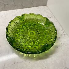 Vintage Round Moon & Star Green Glass 4 Slot Ashtray Hotel/Motel Decorative picture