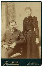 CIRCA 1880'S CABINET CARD Power Couple In Studio Ashley Liverpool, England UK picture